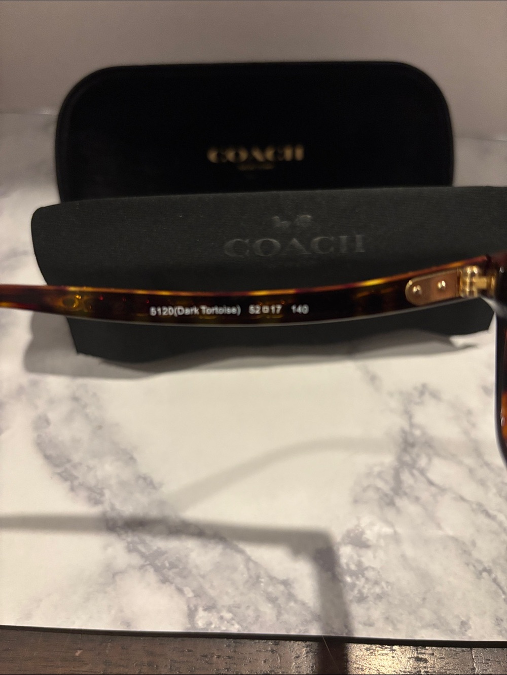 Coach Women's Tortoiseshell Rectangle Glasses in Dark Brown and Amber Highlights - Picture 3 of 8